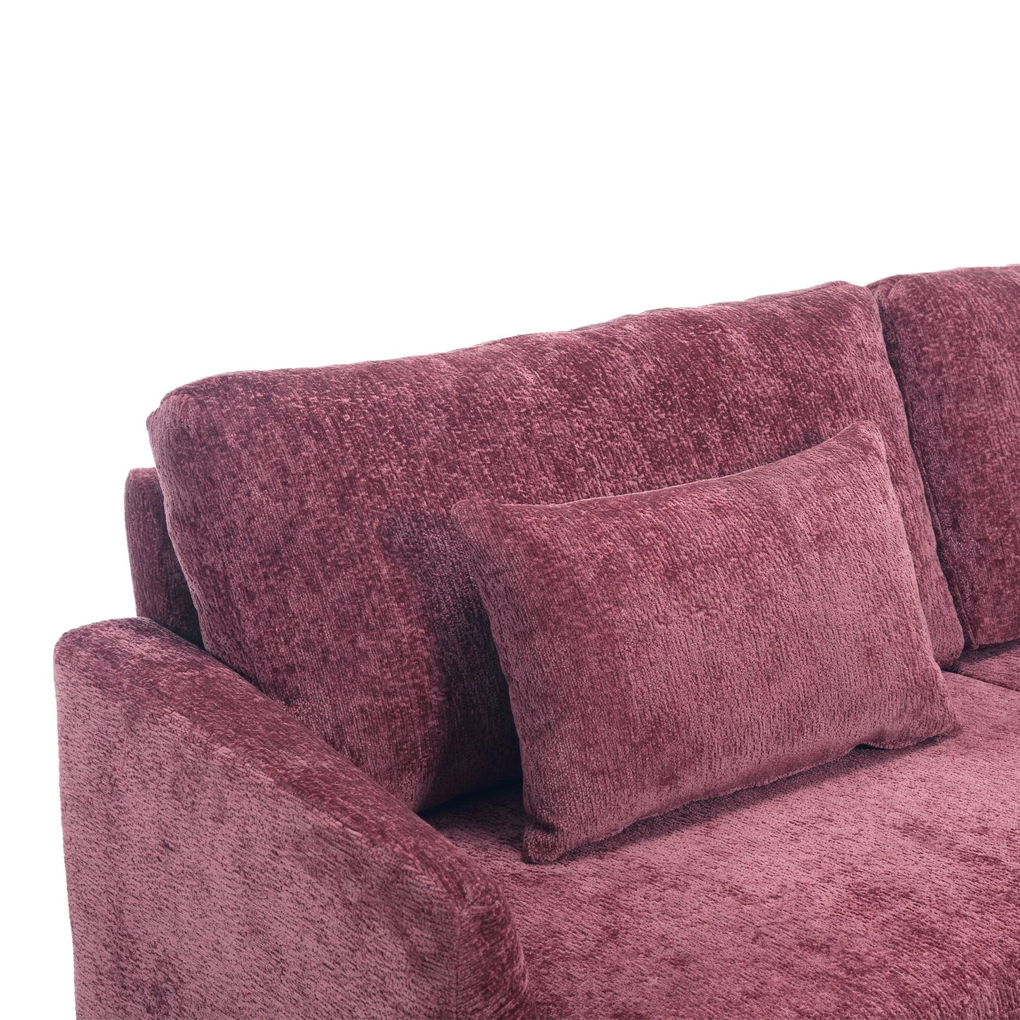 Mid Century Modern Chenille Fabric Loveseat Sofa, 2 Seat Upholstered Couch With Wood Feet - Wine Red