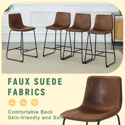 (Set of 2) Retro Bar Chairs, Comfortable Stools Suitable For Industrial And Vintage Style Settings - Brown