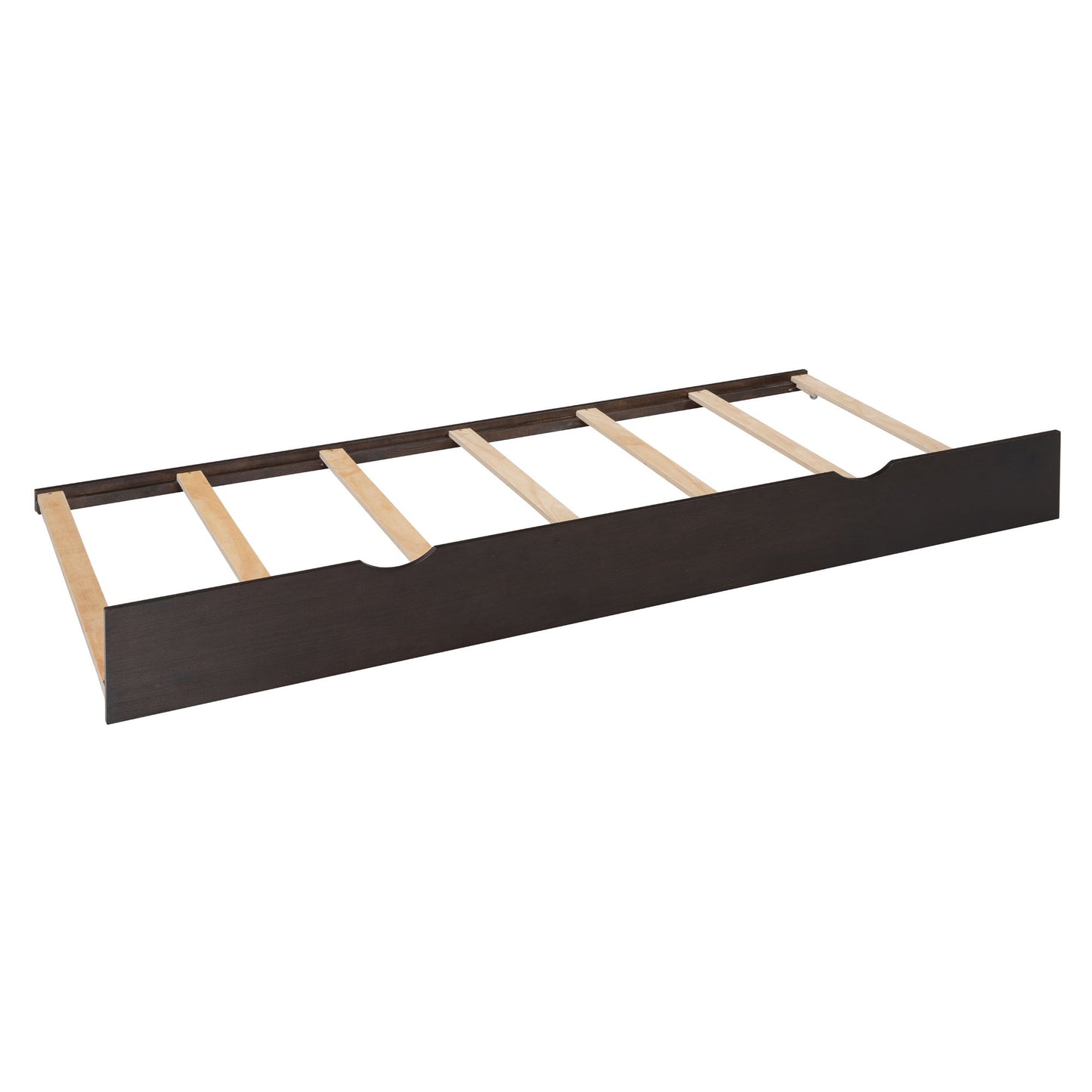 Queen Size Bed With All In One Cabinet, Shelf And Sockets, Twin Long Trundle - Espresso
