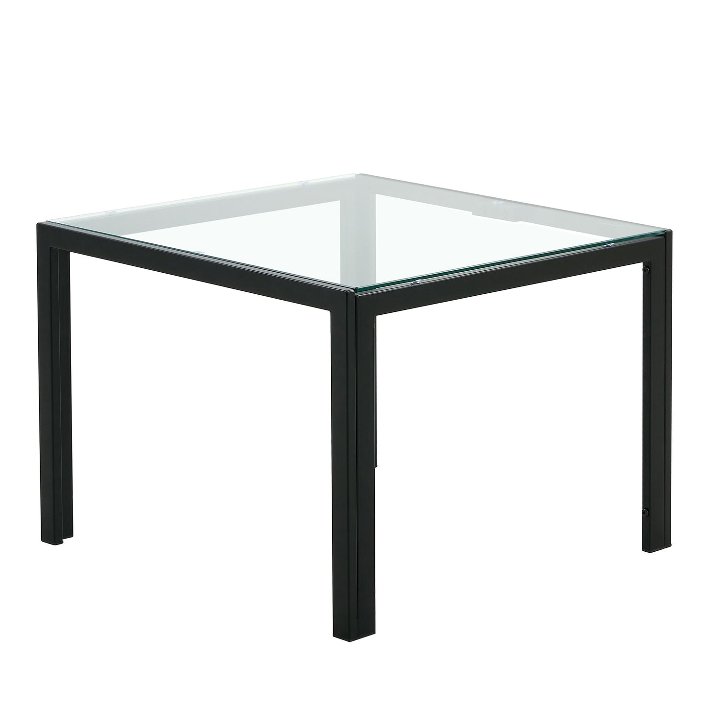 Coffee Table (Set of 2), Square Modern Table With Tempered Glass Finish For Living Room - Transparent / Black