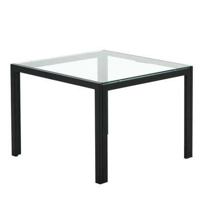 Coffee Table (Set of 2), Square Modern Table With Tempered Glass Finish For Living Room - Transparent / Black