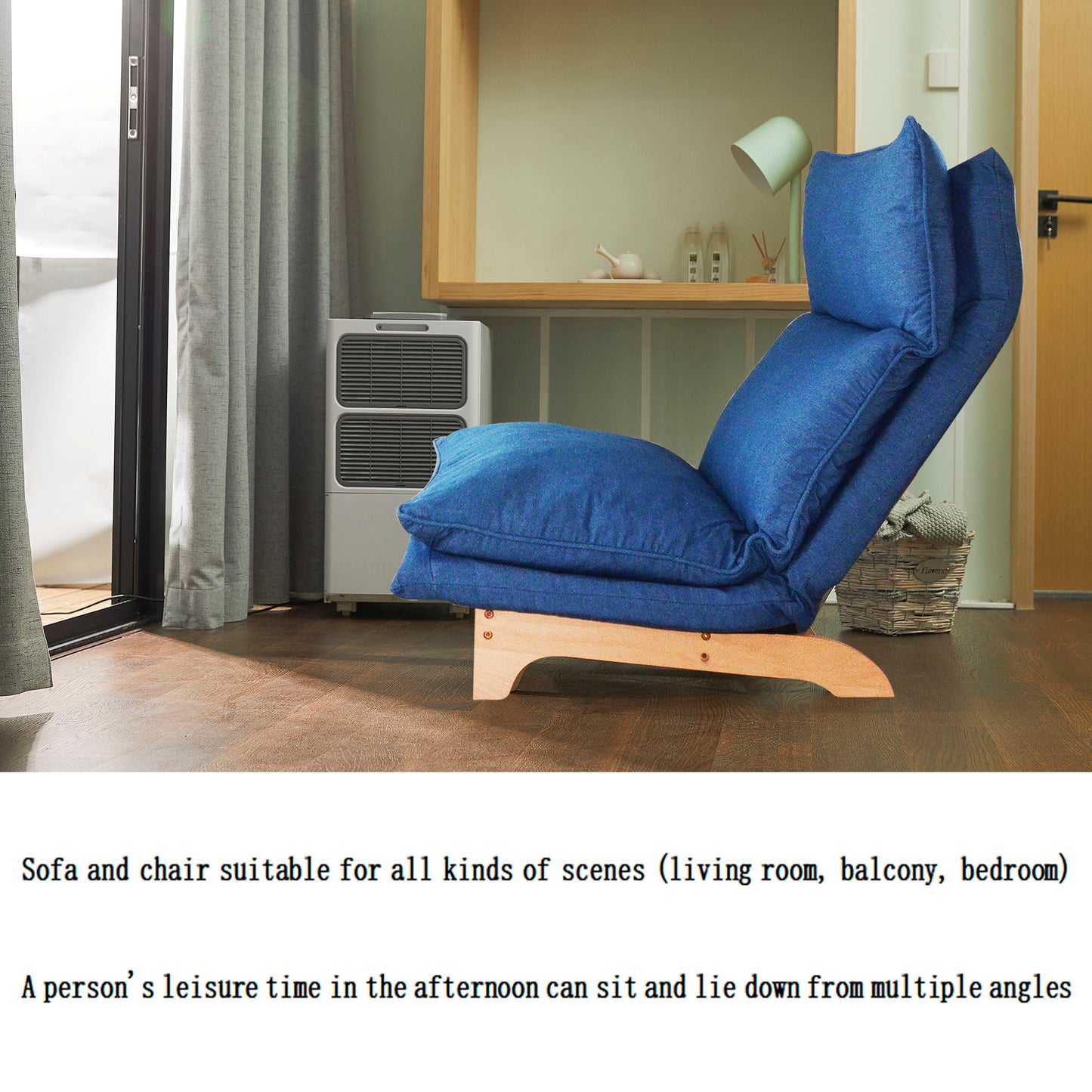 Single Lazy Sofa Chair Leisure Foldable Reclining Chair - Blue