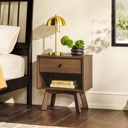 Mid-Century Modern Minimalist 1 Drawer Nightstand - Mocha