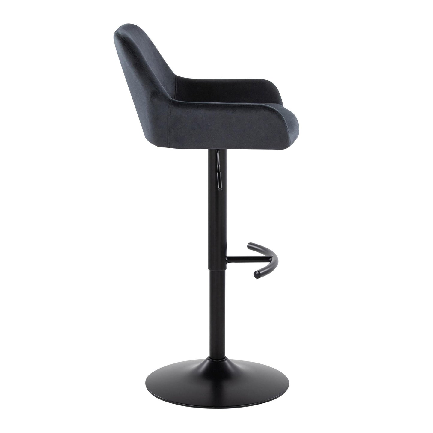 Daniella - Contemporary Adjustable Barstool With Swivel With Rounded T Footrest (Set of 2) - Black