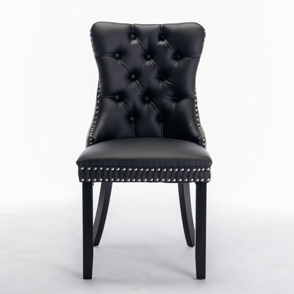 Nikki - Modern, High-End Tufted Solid Wood Contemporary And Velvet Upholstered Dining Chair With Wood Legs Nailhead Trim (Set of 2) - Black / Gray