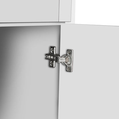 Tall Storage Cabinet With 8 Doors And 4 Shelves, Wall Storage Cabinet For Living Room, Kitchen, Office, Bedroom, Bathroom - White