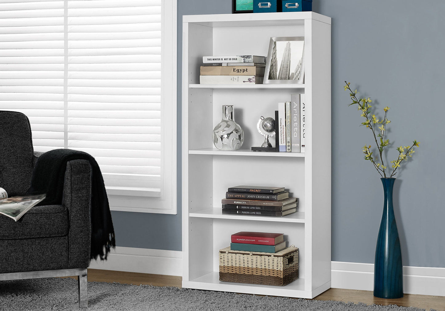 5 Tier, Bookshelf, Bookcase, Etagere, For Office, Contemporary & Modern - White