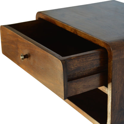 Curve Floating Bedside Table - Chestnut