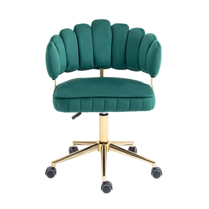 Velvet Home Office Desk Chair, Modern Cute Computer Chair, Wheels Swivel Height Adjustable Task Chair - Emerald
