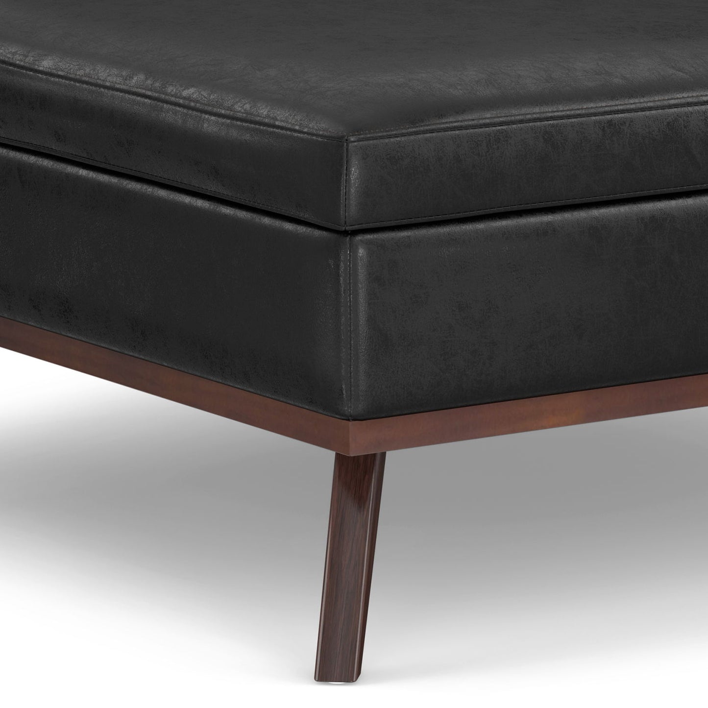 Owen - Extra Large Square Coffee Table Storage Ottoman - Distressed Black