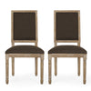 French Country Style Dining Chair Set With Upholstered Seats And Cane Backrest - Brown
