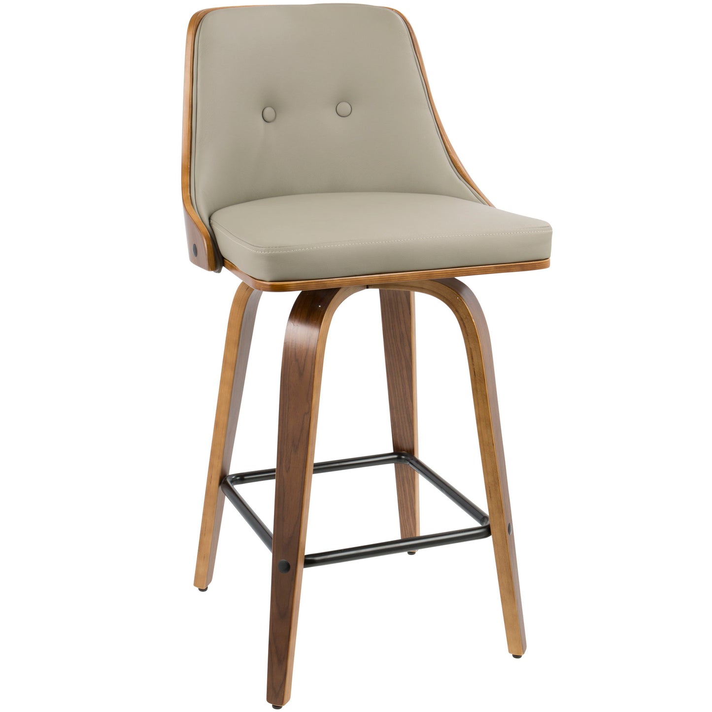Gianna - Mid-Century Modern Counter Stool (Set of 2) - Walnut / Light Gray