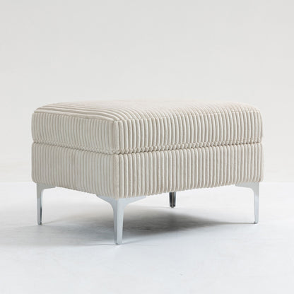 Modular Sectional Sofa Square Ottoman Module, Storage Ottoman Footrest - Beige