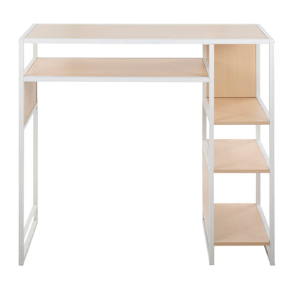 Display Farmhouse Bar Height Table With Storage Space - White / Natural