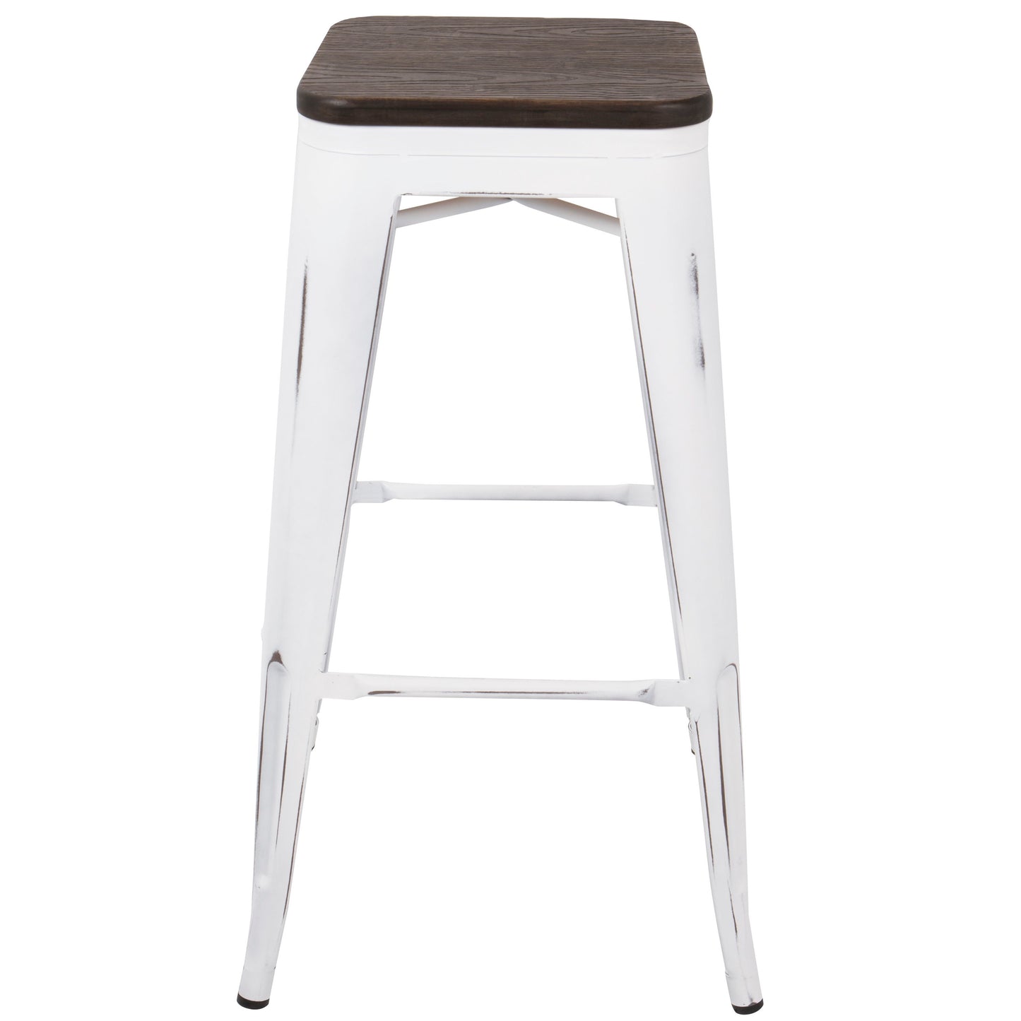 Oregon - Industrial Stackable Barstool (Set of 2) - Vintage White / Espresso