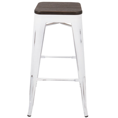 Oregon - Industrial Stackable Barstool (Set of 2) - Vintage White / Espresso