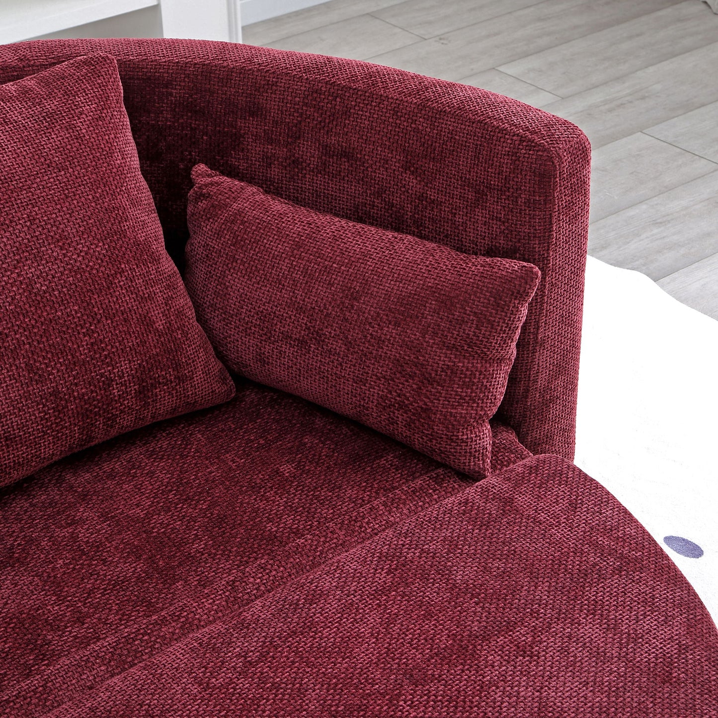 Multi-Functional Foldable Sleeper Sofa Bed, Floor Sofa Chair Bed, Circular Adjustable Futon Sitting And Sleeping Sofa - Burgundy