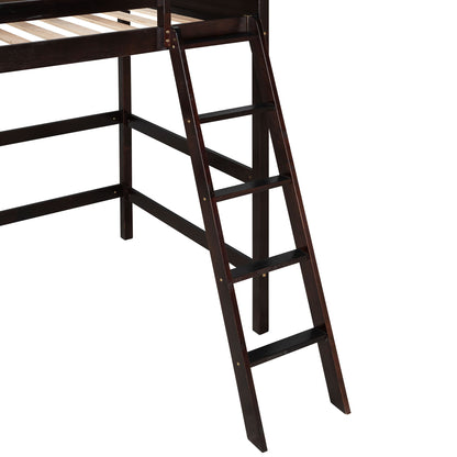 Twin Size Loft Bed With Ladder - Espresso