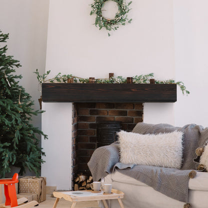 48" Rustic Wood Fireplace Mantel, Wall-Mounted & Floating Shelf For Home Decor - Espresso