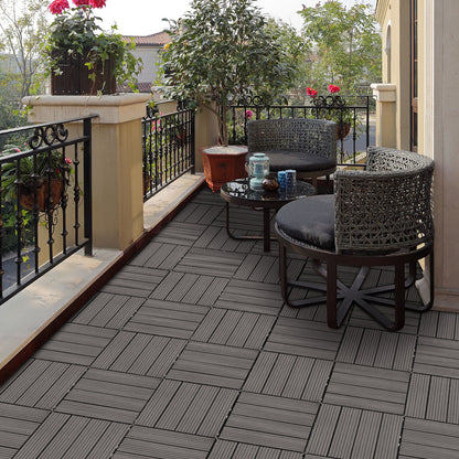 Wood Plastic Composite Deck Tiles (Set of 20), Sustainable Composite Decking Resist Rust, Water, Weather, Easy To Diy & Maintain, Ideal For Patios, Balconies, Rooftops - Light Gray
