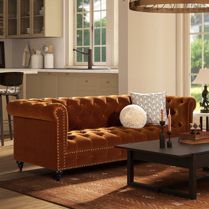 Alto - Tufted Chesterfield Sofa - Burnt Orange