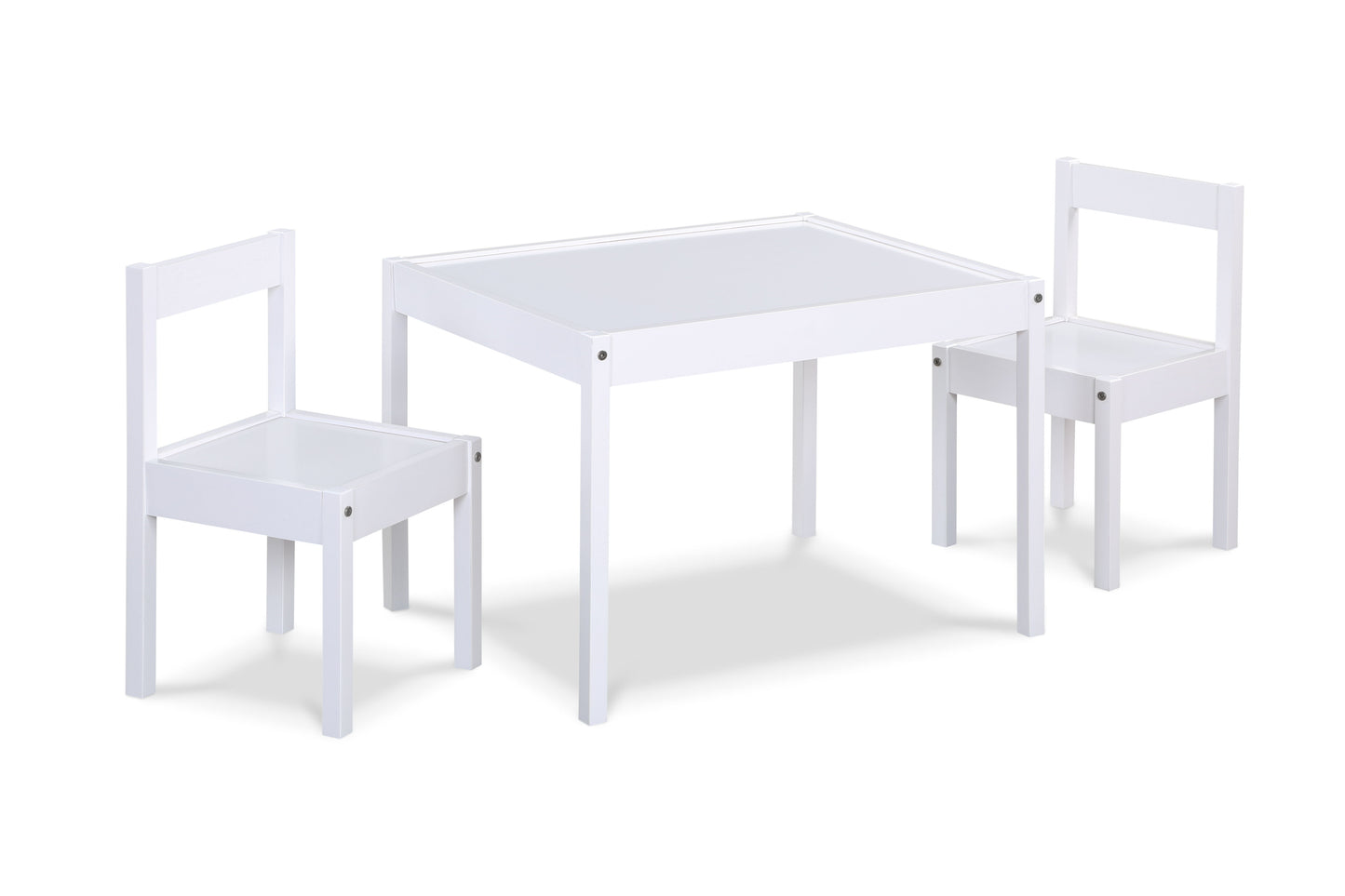 Della - 3-Piece Solid Wood Kids Table & Two Chair Set - White