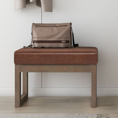 Milltown - Footstool Small Ottoman Bench - Distressed Saddle Brown