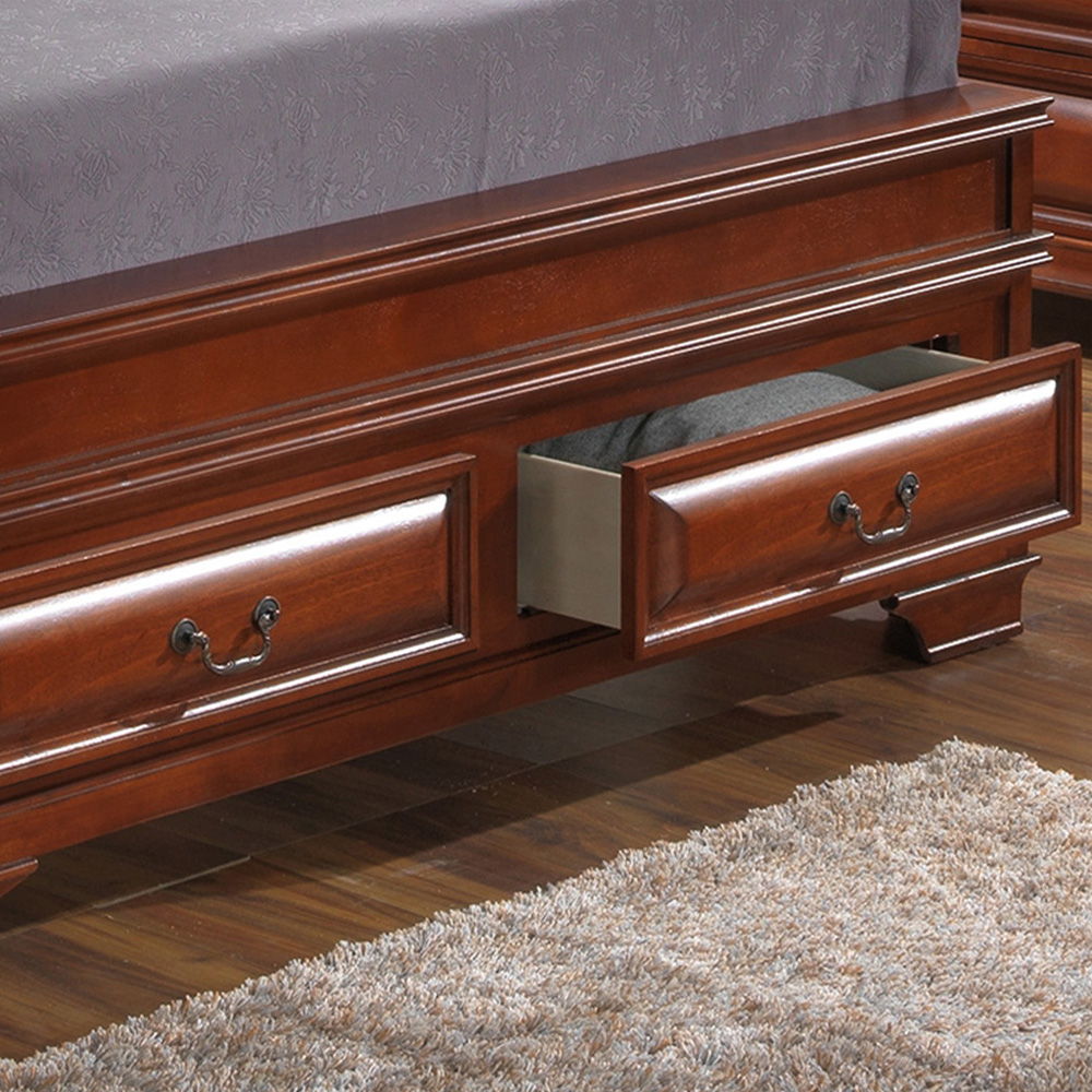 Queen Storage Bed Elegant Transitional - Oak