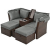2 Seater Outdoor Patio Daybed Outdoor Double Daybed Outdoor Loveseat Sofa Set With Foldable Awning And Cushions For Garden, Balcony, Poolside - Gray