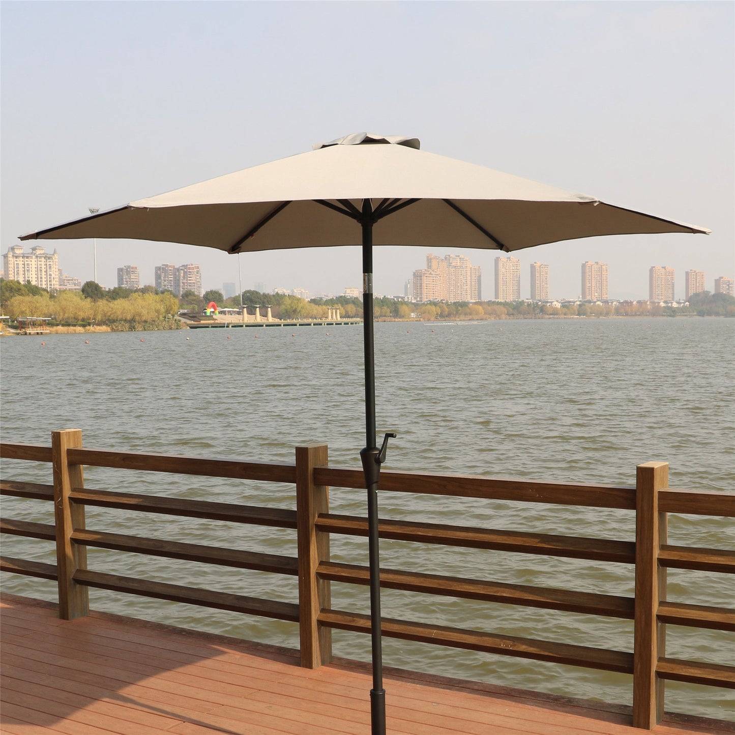 9' Pole Umbrella With Carry Bag - Gray