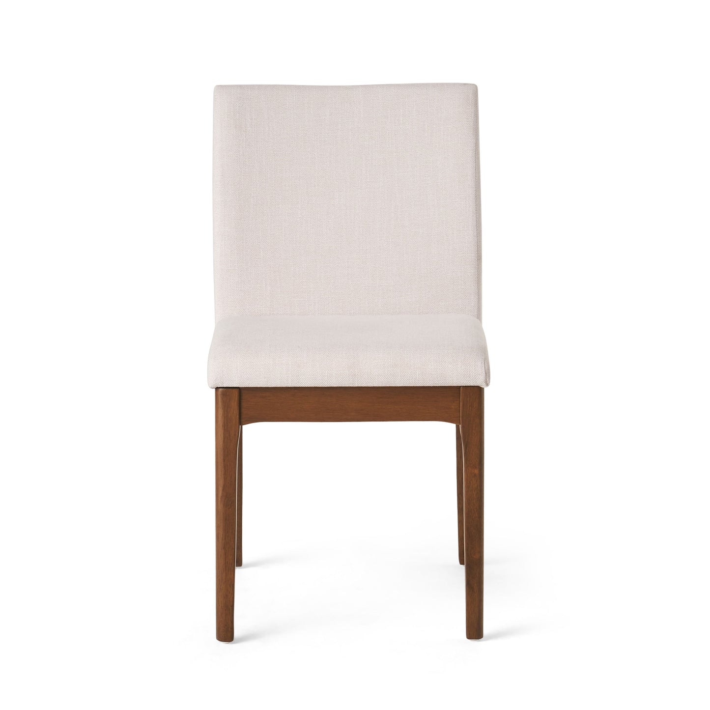 Contemporary Fabric Dining Chairs (Set of 2) - Light Beige / Walnut