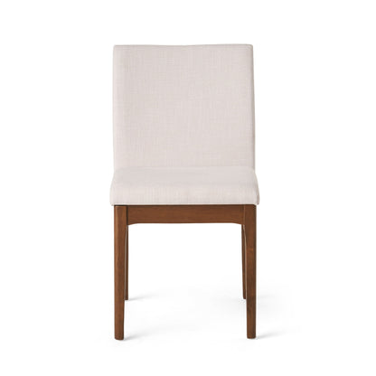 Contemporary Fabric Dining Chairs (Set of 2) - Light Beige / Walnut