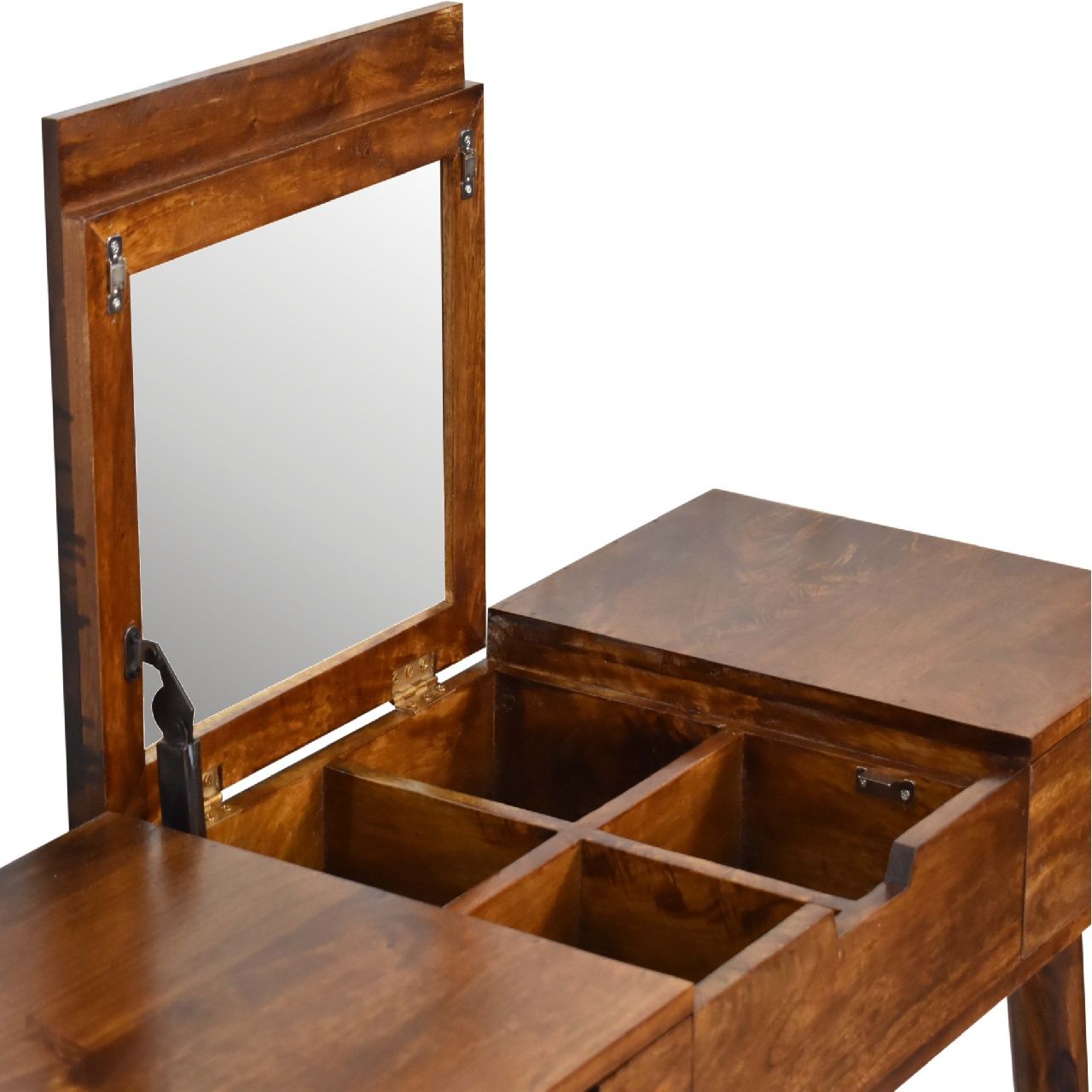 Foldable Mirror Table - Chestnut