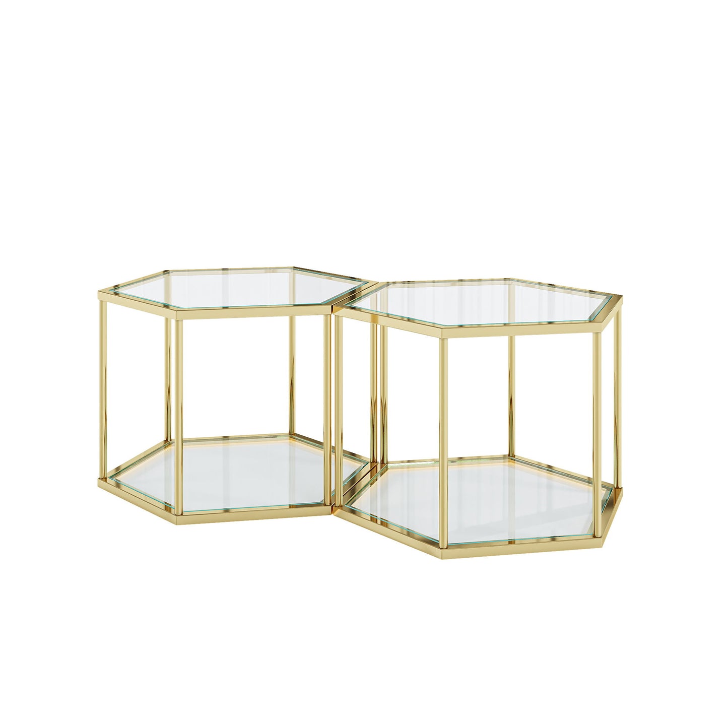 Modern Design Living Room Coffee Table With Stainless Steel Frame And Tempered Glass - Gold