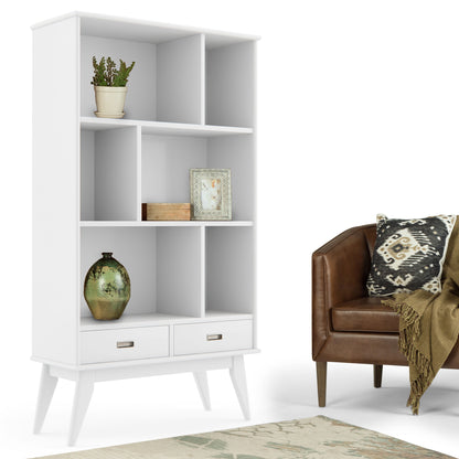 Draper - Mid Century Wide Bookcase And Storage Unit - White