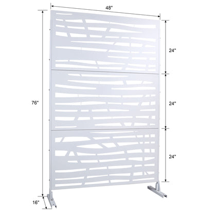Outdoor & Indoor Privacy Screen Metal Privacy Screen, Freestanding Decorative Screen For Deck Balcony Patio - White