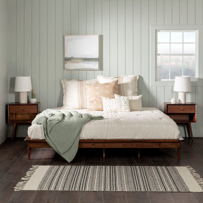 Mid-Century Modern Solid Wood King Platform Bed Frame - Walnut