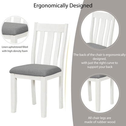 7 Piece Dining Table Set Retro Style With Extendable Table And 6 Upholstered Chairs - Antique Brown / White
