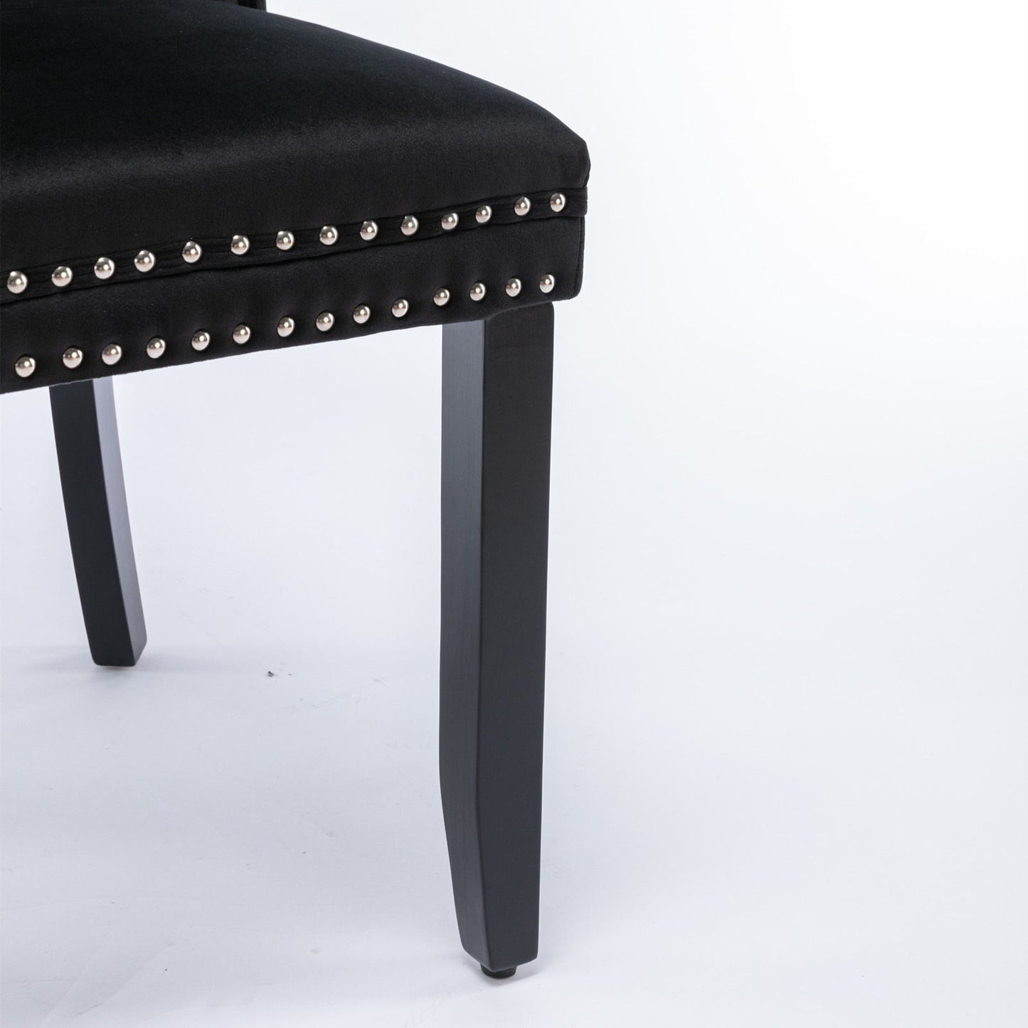 Nikki - Modern, High-End Tufted Solid Wood Contemporary Velvet Upholstered Dining Chair With Wood Legs Nailhead Trim (Set of 2) - Black