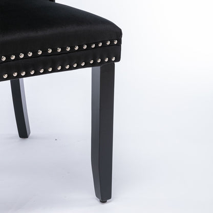 Nikki - Modern, High-End Tufted Solid Wood Contemporary Velvet Upholstered Dining Chair With Wood Legs Nailhead Trim (Set of 2) - Black