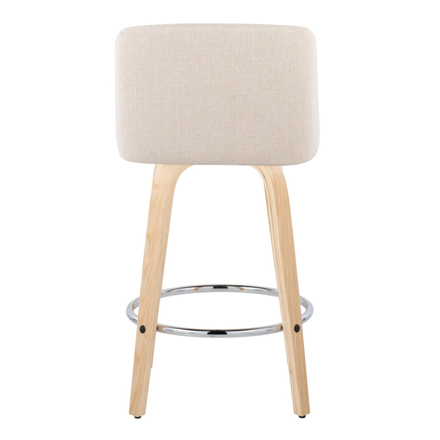 Toriano - Contemporary Fixed Height Counter Stool With Swivel With Round Footrest (Set of 2) - Natural / Cream