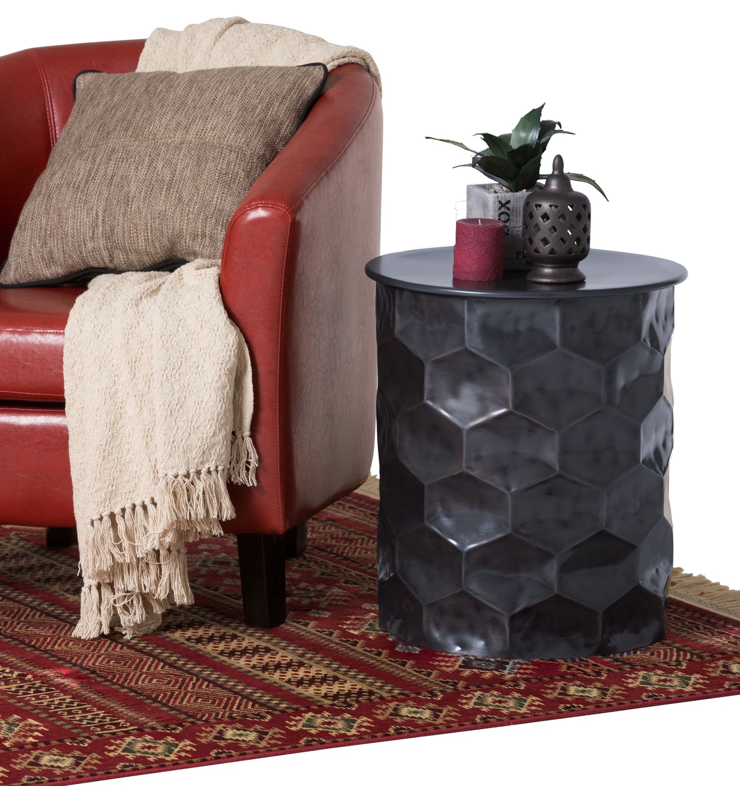 Whitney - Metal Storage Side Table - Antique Bronze