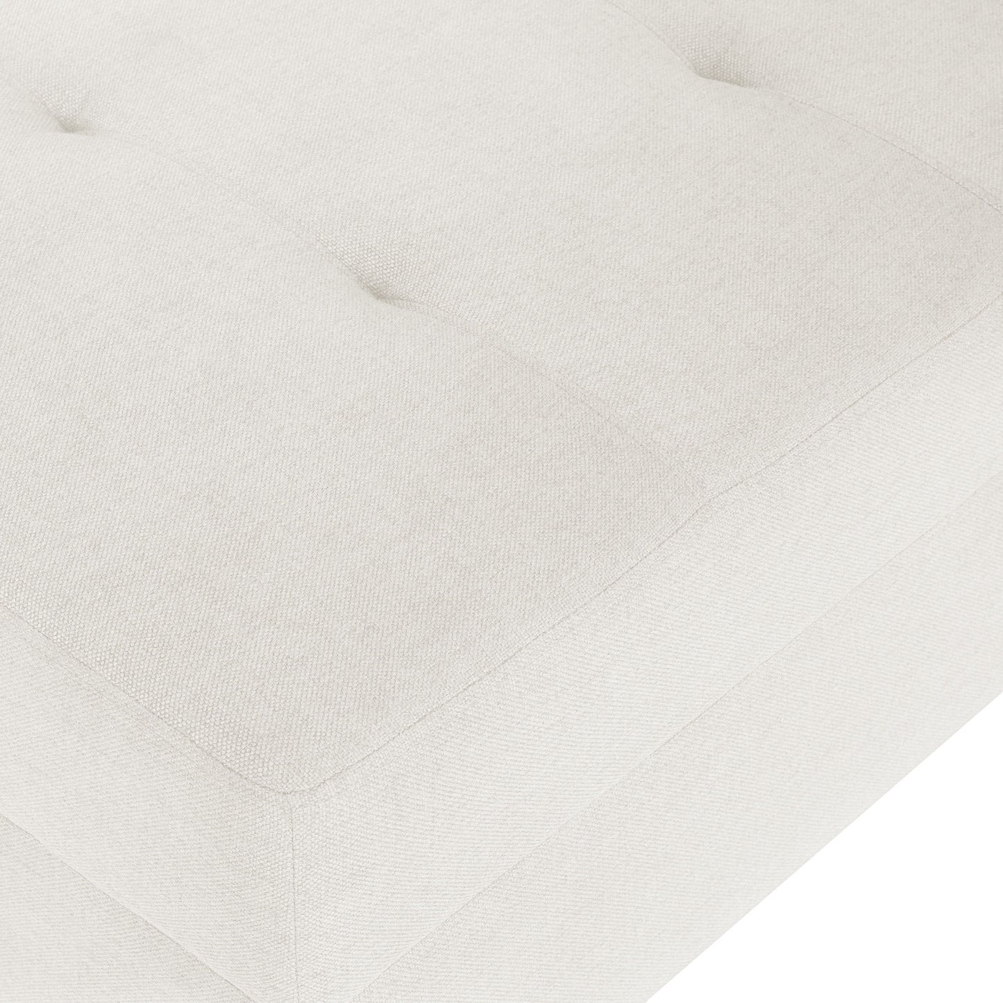 Ottoman With Birch Wood Legs And Cushioned Top For Comfort - Ivory