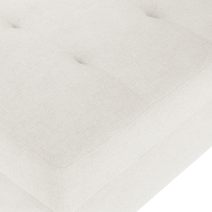 Ottoman With Birch Wood Legs And Cushioned Top For Comfort - Ivory