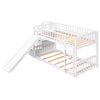 Twin Over Twin Stairway Bunk Bed & Two Drawers And Slide - White