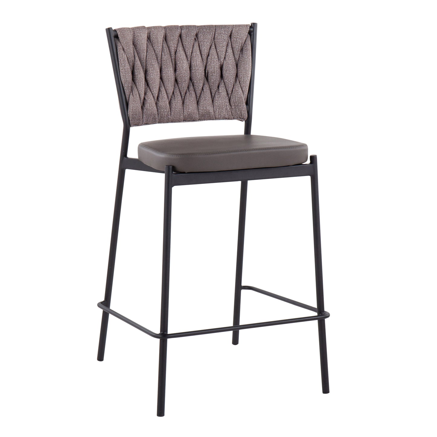 Tania - Braided Contemporary Counter Stool (Set of 2) - Black / Gray / Light Brown