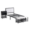 Twin Size Platform Bed With 2 Tier Storage Shelves, Storage Cabinet - Black