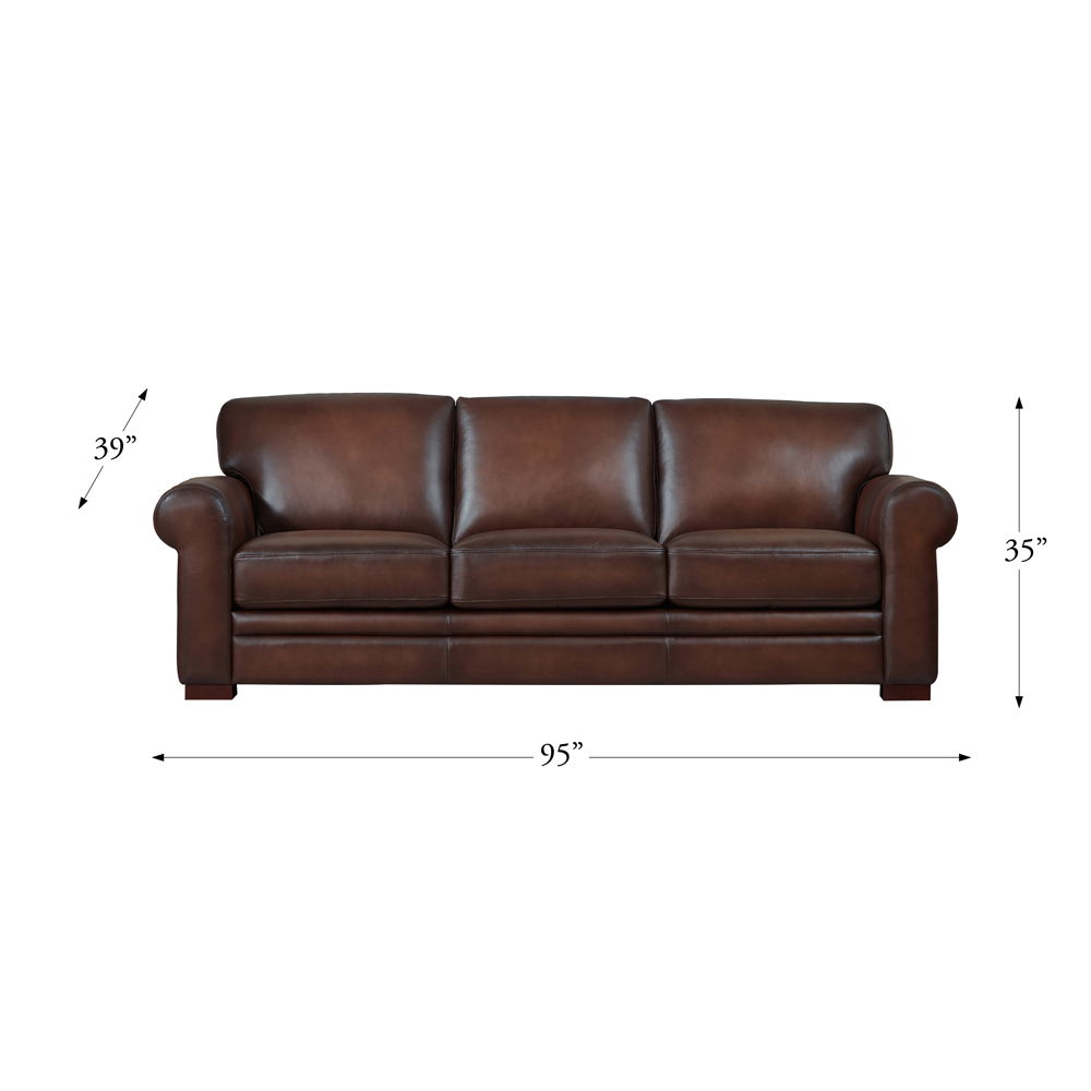 Brookfield-Top Grain Leather Sofa Couch - Caramel