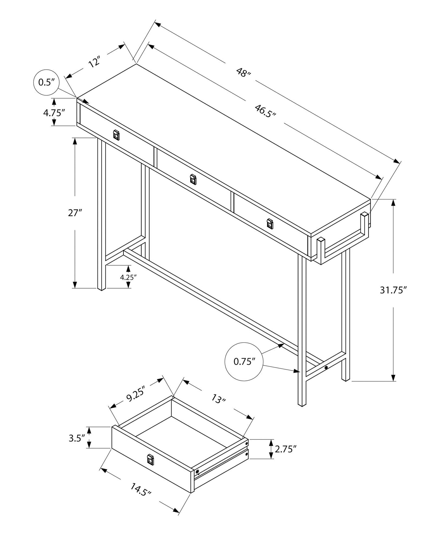 Accent Console Table For Entryway, Storage Drawer, Contemporary And Modern - Taupe