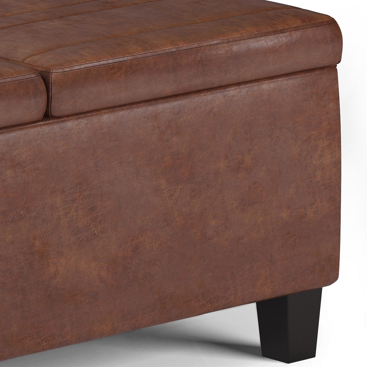 Ellis - Coffee Table Storage Ottoman - Distressed Saddle Brown